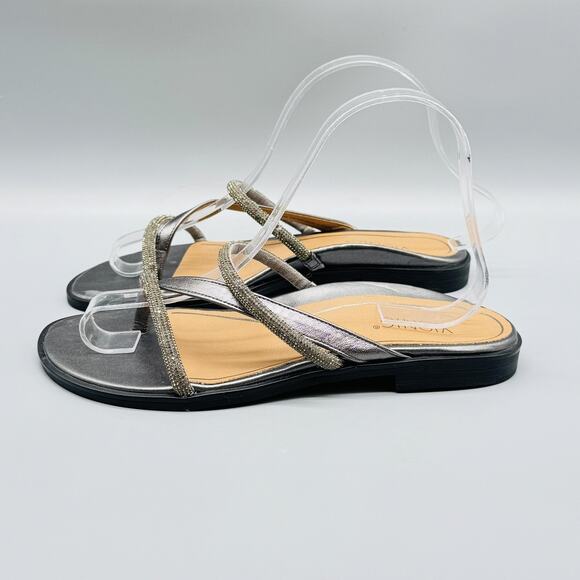 Vionic Sandals Womens 6.5 Silver Metallic Prism Rhinestone Strap Slide Comfort - Picture 5 of 11